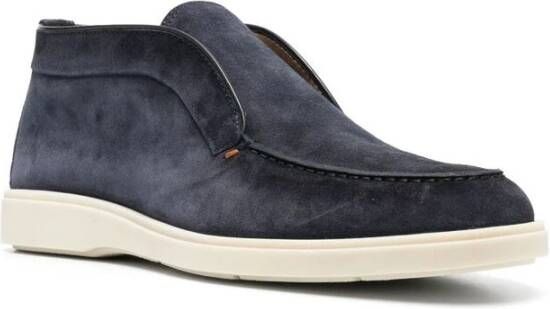 Santoni Marineblauwe Leren Loafers Blue Heren