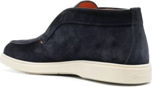 Santoni Marineblauwe Leren Loafers Blue Heren