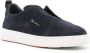 Santoni Marineblauwe Suède Logo Sneakers Blue Heren - Thumbnail 2