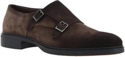 Santoni Metalen Gesp Leren Loafers Brown Heren