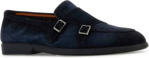 Santoni Midnight Blue Suede Pura Loafers