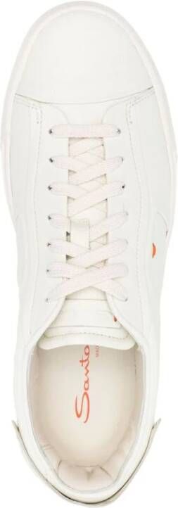 Santoni Off-White Debossed Logo Sneakers White Heren