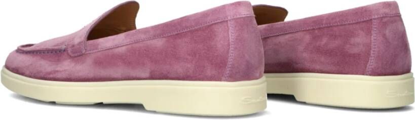 Santoni Paarse Instapschoenen Suede Purple Dames