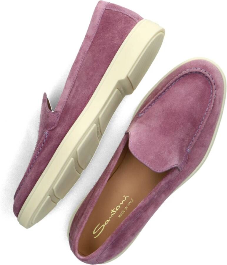 Santoni Paarse Instapschoenen Suede Purple Dames