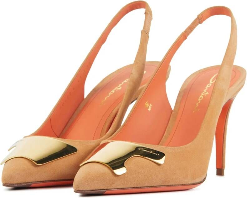 Santoni Middenbruine Suède Pumps Oranje Dames