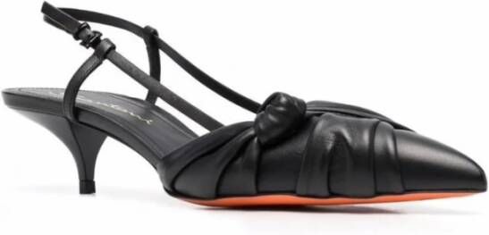 Santoni Hoge hakken leren slingback sandalen Zwart Dames