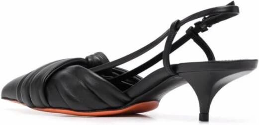 Santoni Hoge hakken leren slingback sandalen Zwart Dames