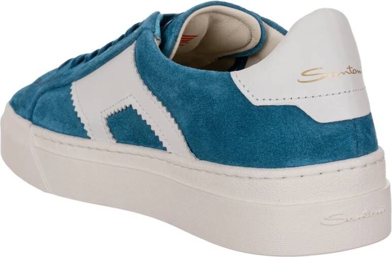 Santoni Dames Sneakers van Leer met Monkstrap Detail Blauw Dames
