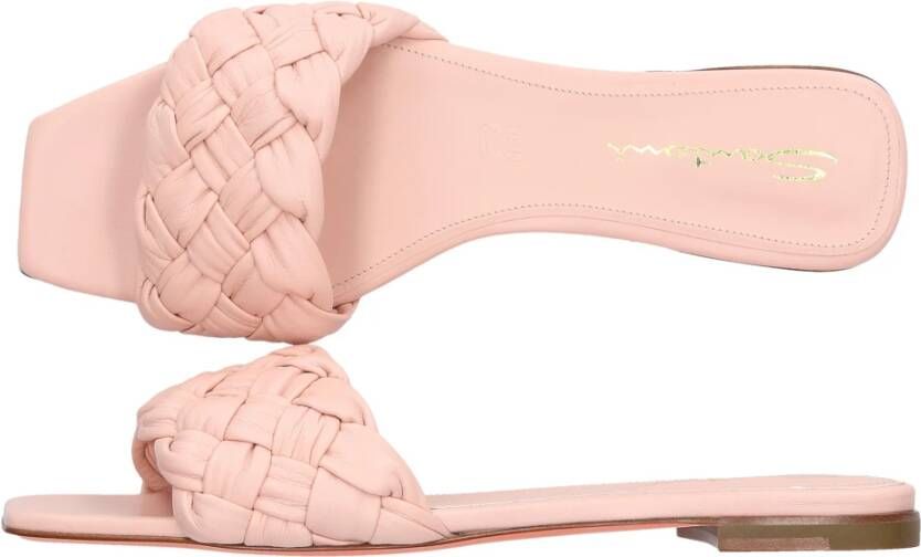 Santoni Kalbslederen Sliders voor Vrouwen Stijlvol en Comfortabel Roze Dames