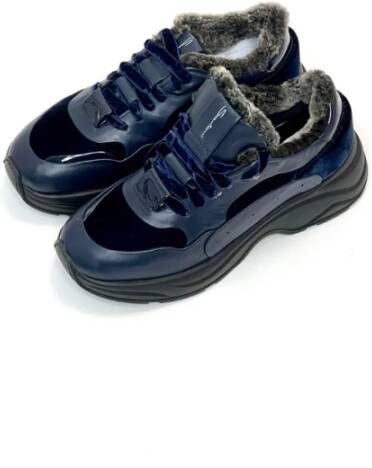 Santoni Dames Bimateriaal Sneakers Blauw Dames