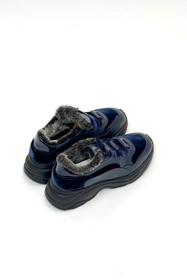 Santoni Dames Bimateriaal Sneakers Blauw Dames