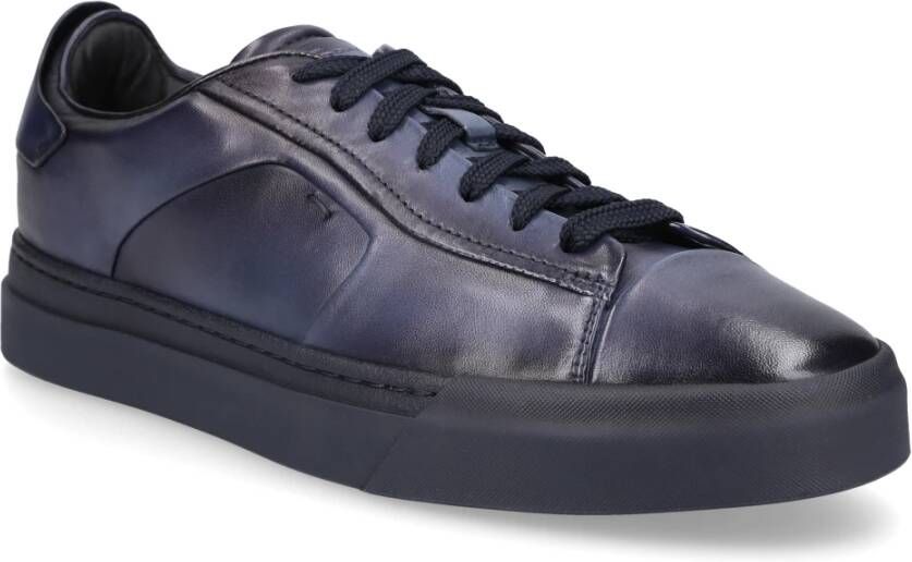 Santoni Lage Sneaker 21554 Kalfsleer Blauw Heren