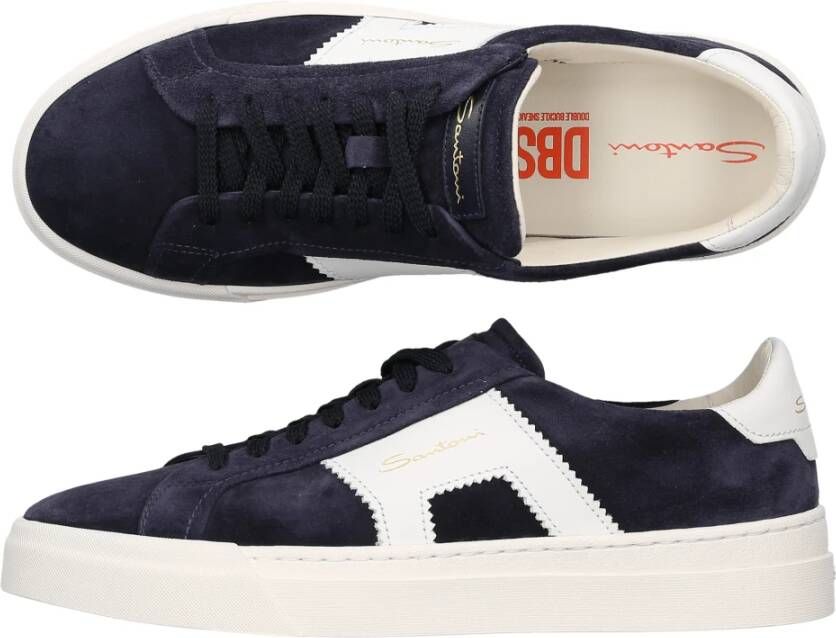 Santoni Lage sneakers met dubbele gesp Blauw Heren