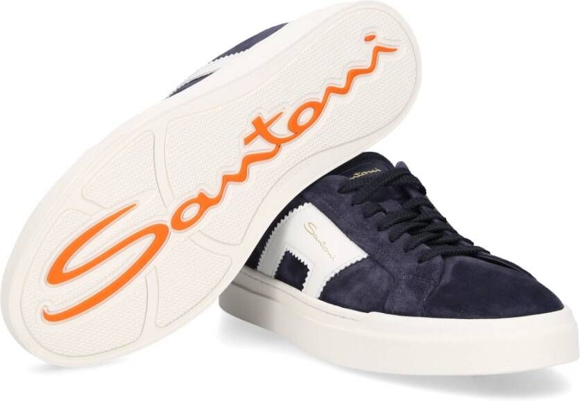 Santoni Lage sneakers met dubbele gesp Blauw Heren