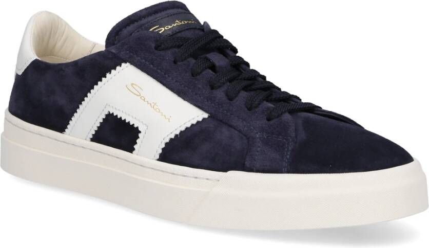 Santoni Lage sneakers met dubbele gesp Blauw Heren