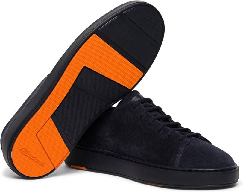 Santoni Suede Tennissneaker Blauw Heren