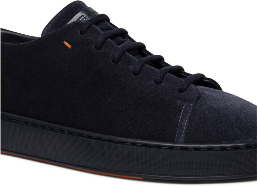 Santoni Suede Tennissneaker Blauw Heren