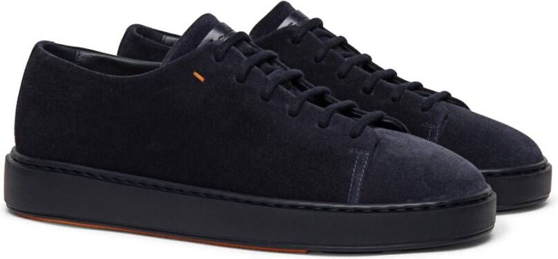 Santoni Suede Tennissneaker Blauw Heren