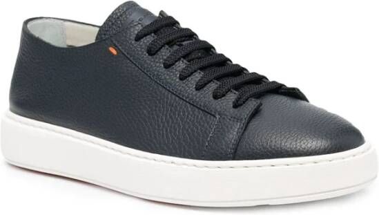 Santoni Italiaanse leren sneakers Blauw Heren