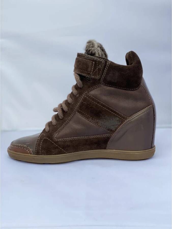 Santoni Verhoog je sneakerlook met plateau sneakers Bruin Dames