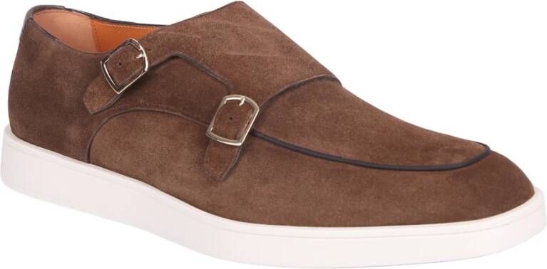 Santoni Bruin Leren Gesp Sneakers Bruin Heren