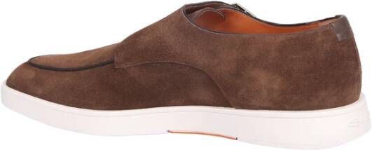 Santoni Bruin Leren Gesp Sneakers Bruin Heren