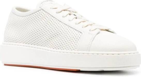 Santoni Witte Leren Casual Sneakers voor Vrouwen White Dames