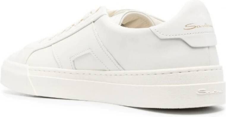 Santoni Ivoorwitte Panel Sneakers Wit Heren