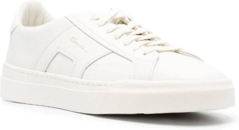 Santoni Ivoorwitte Panel Sneakers Wit Heren