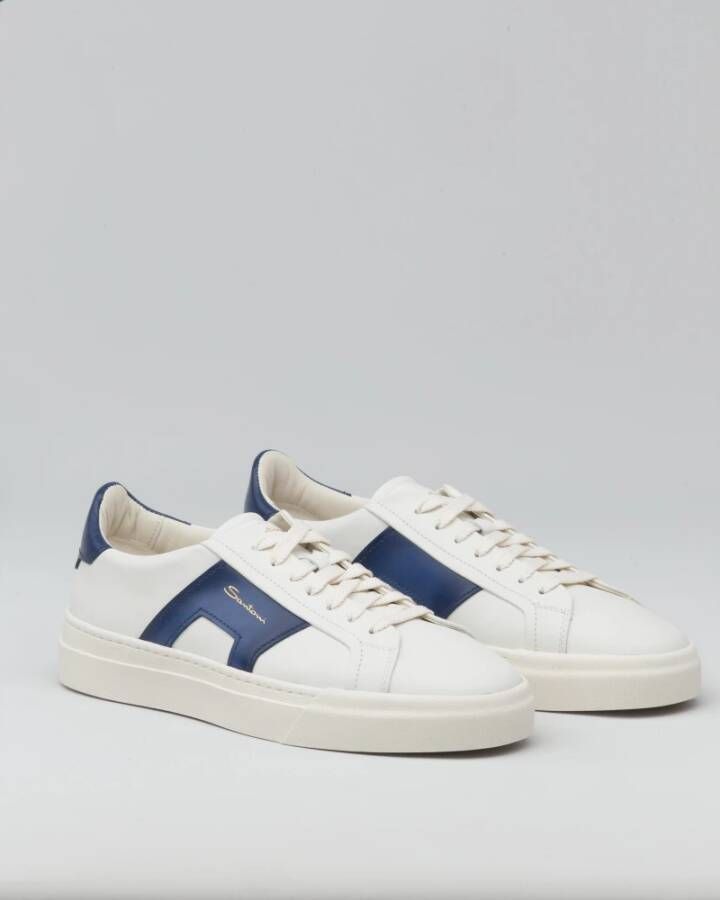 Santoni Sneakers met dubbele gesp en Gloria zool Wit Heren