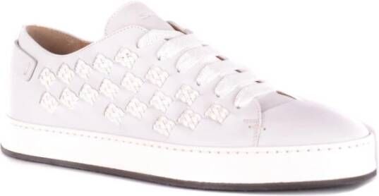 Santoni Witte leren instap sneakers Wit Heren