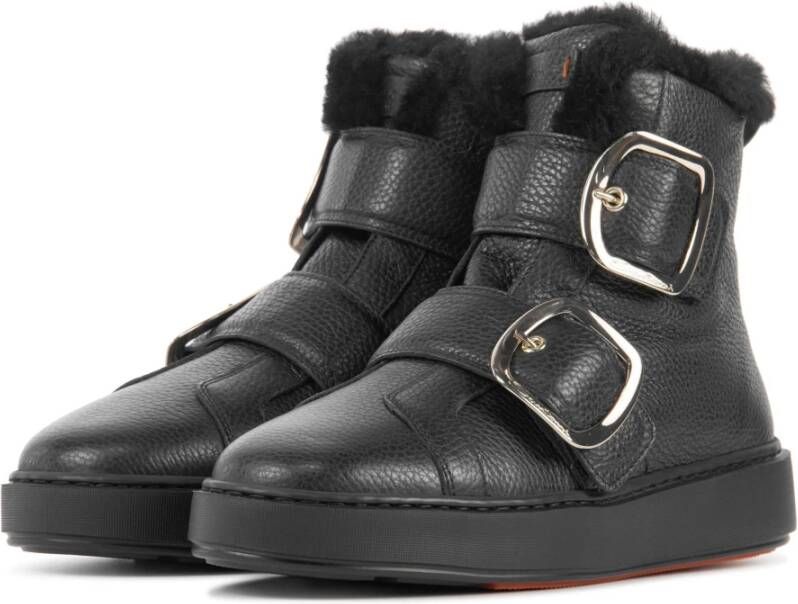 Santoni Zwarte sneakers met gesp voor dames Zwart Dames