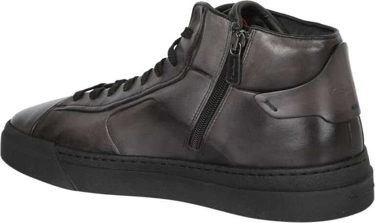 Santoni Hoge leren sneakers Zwart Heren