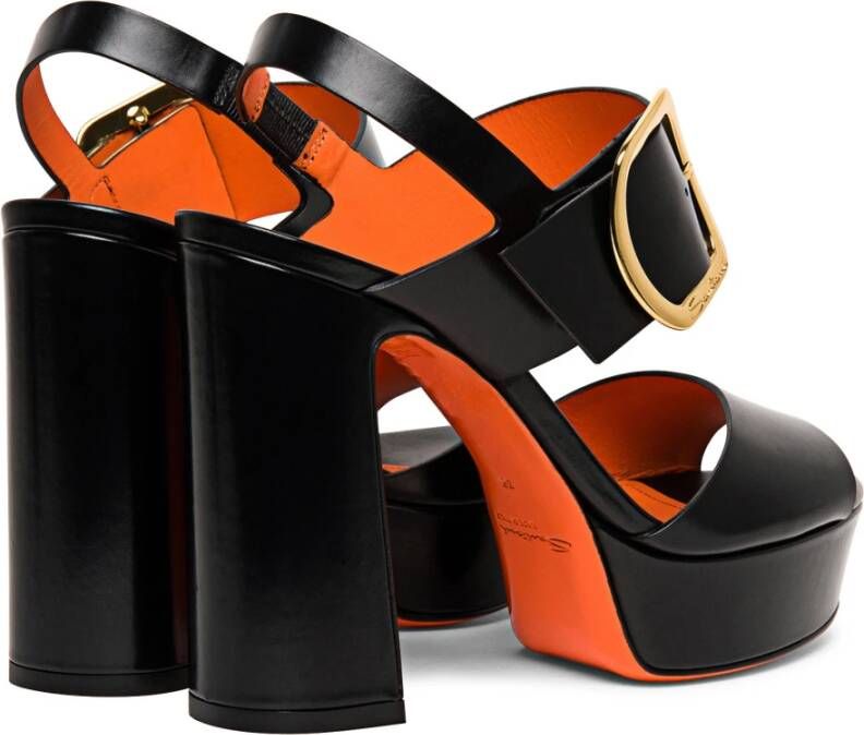 Santoni Stijlvolle Leren Hoge Hak Sandaal Black Dames