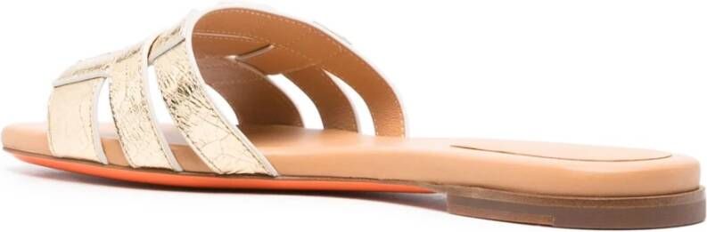 Santoni Suède Leren Slides Beige Dames