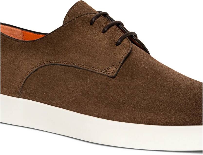 Santoni Suede Oxford Schoen Brown Heren