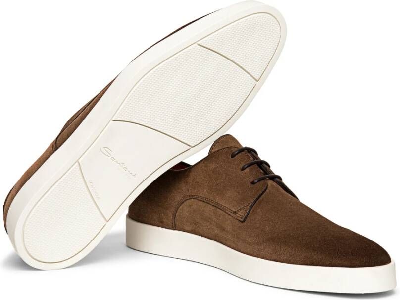Santoni Suede Oxford Schoen Brown Heren