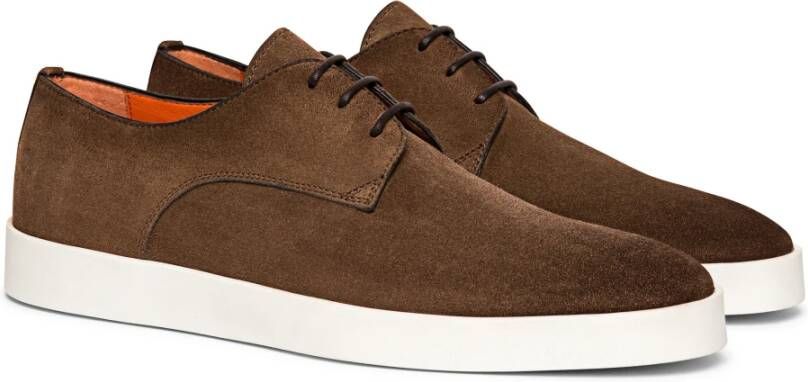 Santoni Suede Oxford Schoen Brown Heren