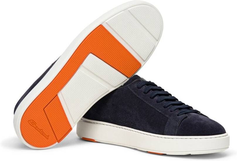 Santoni Suede Sneaker Blue Heren
