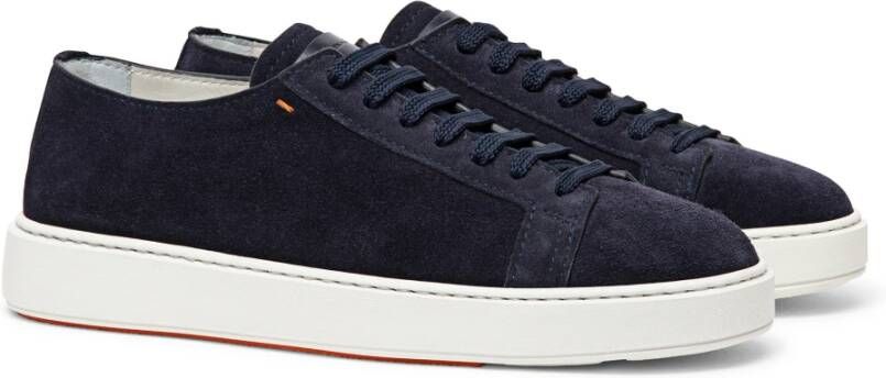 Santoni Suede Sneaker Blue Heren