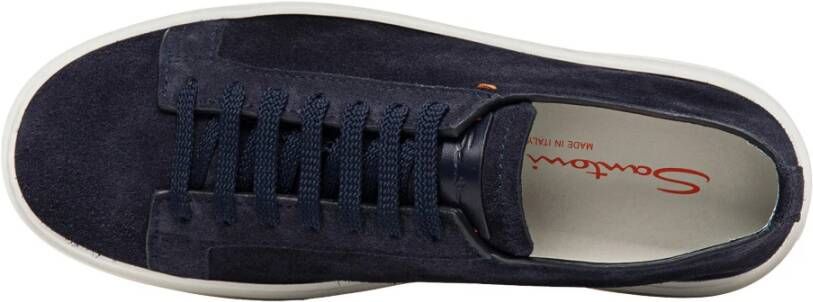 Santoni Suede Sneaker Blue Heren