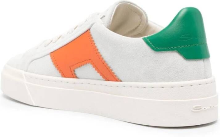 Santoni Suede Sneaker in Beige en Groen White Dames