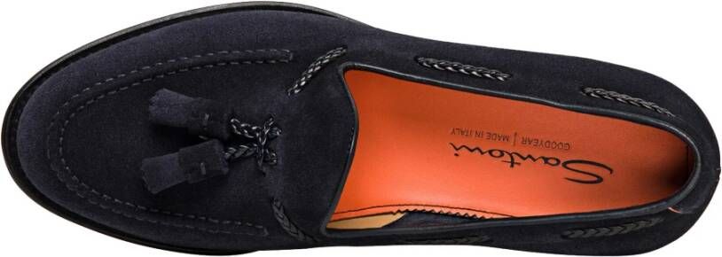 Santoni Suede Tassel Loafer Blue Heren