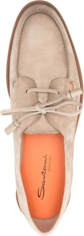 Santoni Taupe Veterschoenen met Moc Stiksels