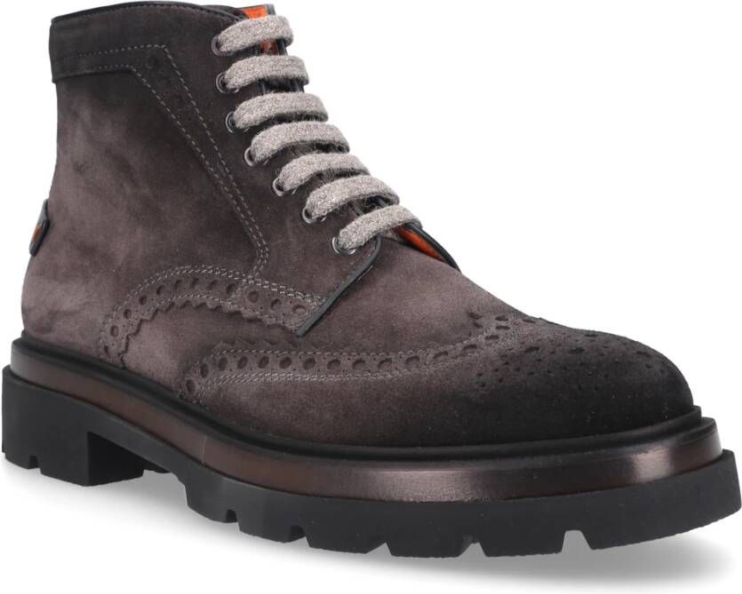 Santoni Velours Enkellaarzen 17684 Grijs Heren