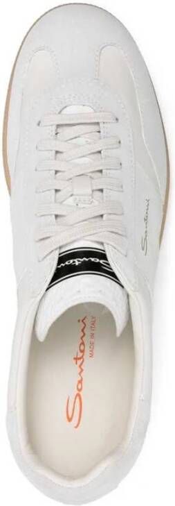 Santoni Witte en grijze leren sneakers White Heren