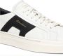 Santoni Witte Lage Sneakers van Leer met Dubbele Gesp Detail White Heren - Thumbnail 4