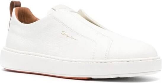 Santoni Witte Leren Instap Sneakers White Heren