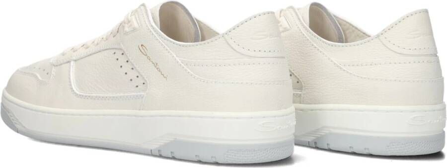 Santoni Witte Leren Lage Sneakers White Heren
