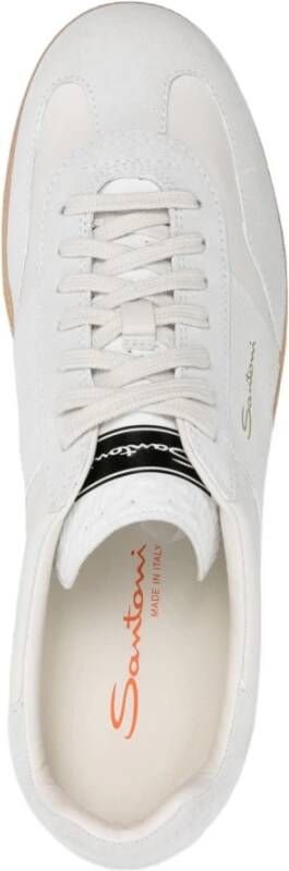 Santoni Witte Leren Olympische Sneakers White Heren